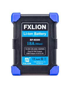 Fxlion BP-M300 Shockproof 300Wh V-lock battery 18A, 4xD-tap