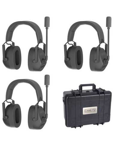 CAME-TV KUMINIK8 Duplex Digital Wireless Headset Distance up to 1500ft (450 Meters) with Hardcase - Dual Ear 3 Pack