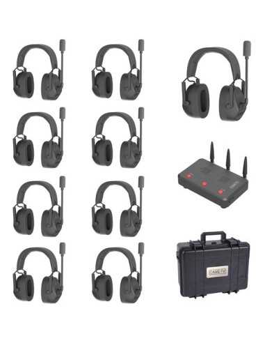 CAME-TV KUMINIK8 Duplex Digital Wireless Headset Distance up to 1500ft (450 Meters) with Hardcase - Dual Ear 9 Pack