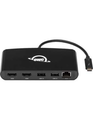 OWC 5 Port Thunderbolt 3 min-Dock 2 x HDMI, features 2 x HDMI 4K60, USB 3, USB 2, 1GBe Network