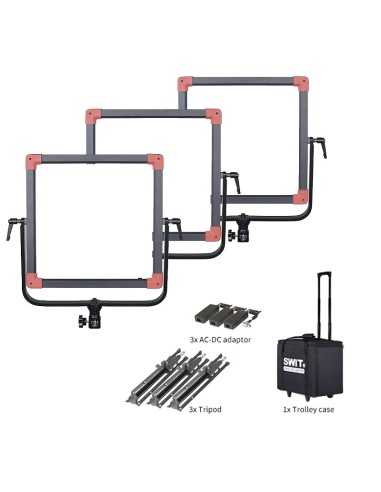 Swit PL-E60 Kit3 Bi-Colour Portable SMD Panel LED Light - 60W With V- Mount Battery Plate